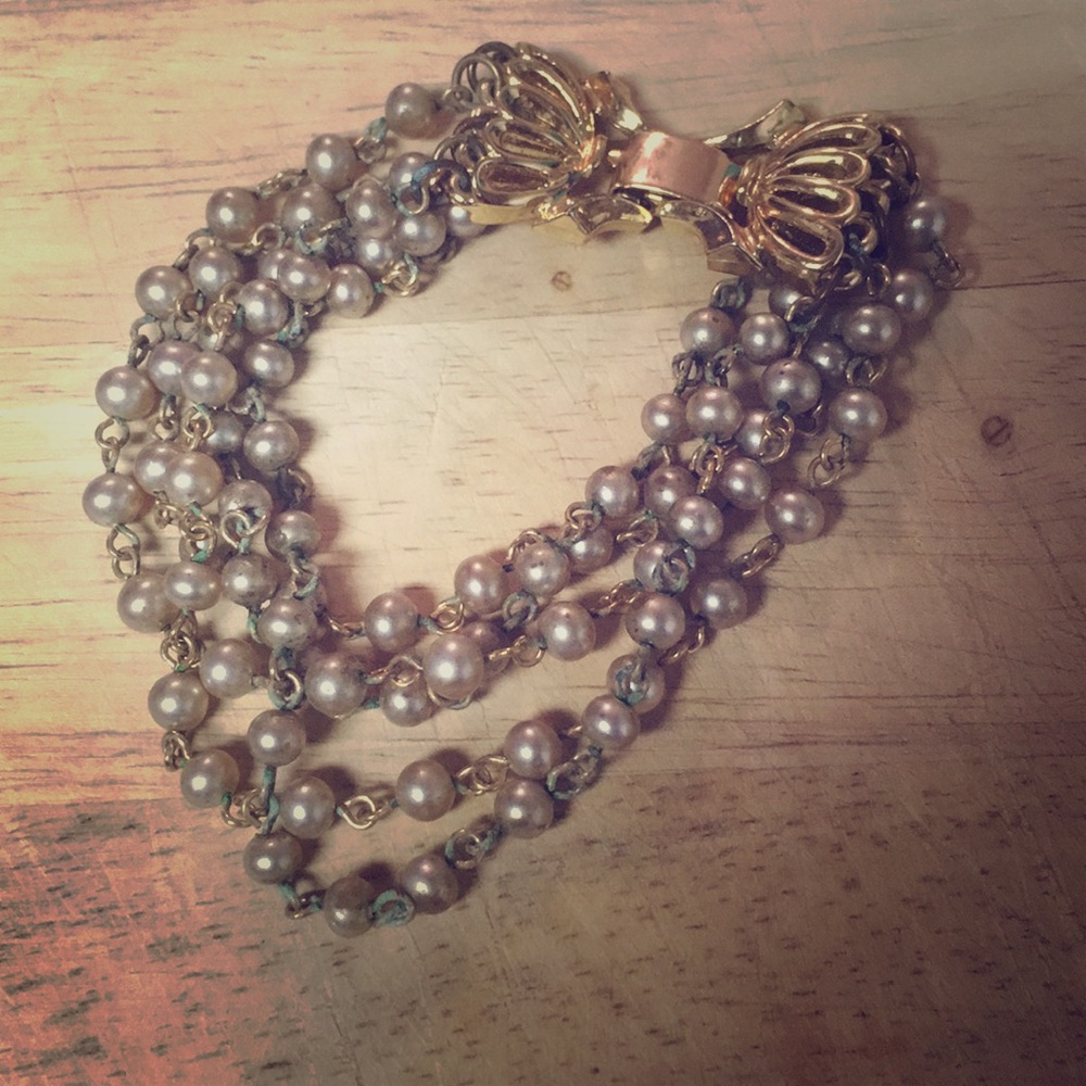 Vintage Lisner beaded bracelet mad men statement